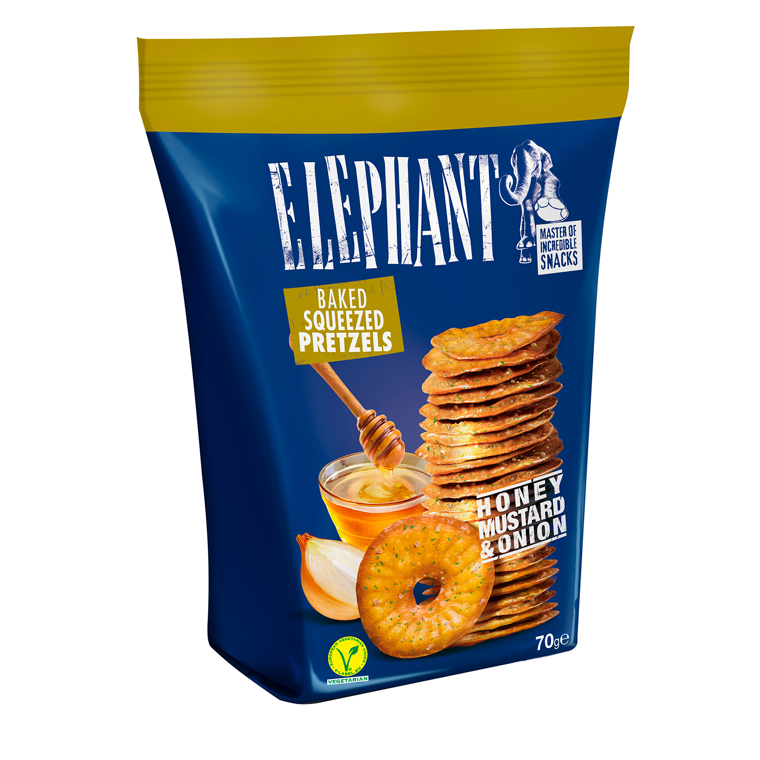 Elephant Squeezed Pretzels Honey Mustard & Onion 70g