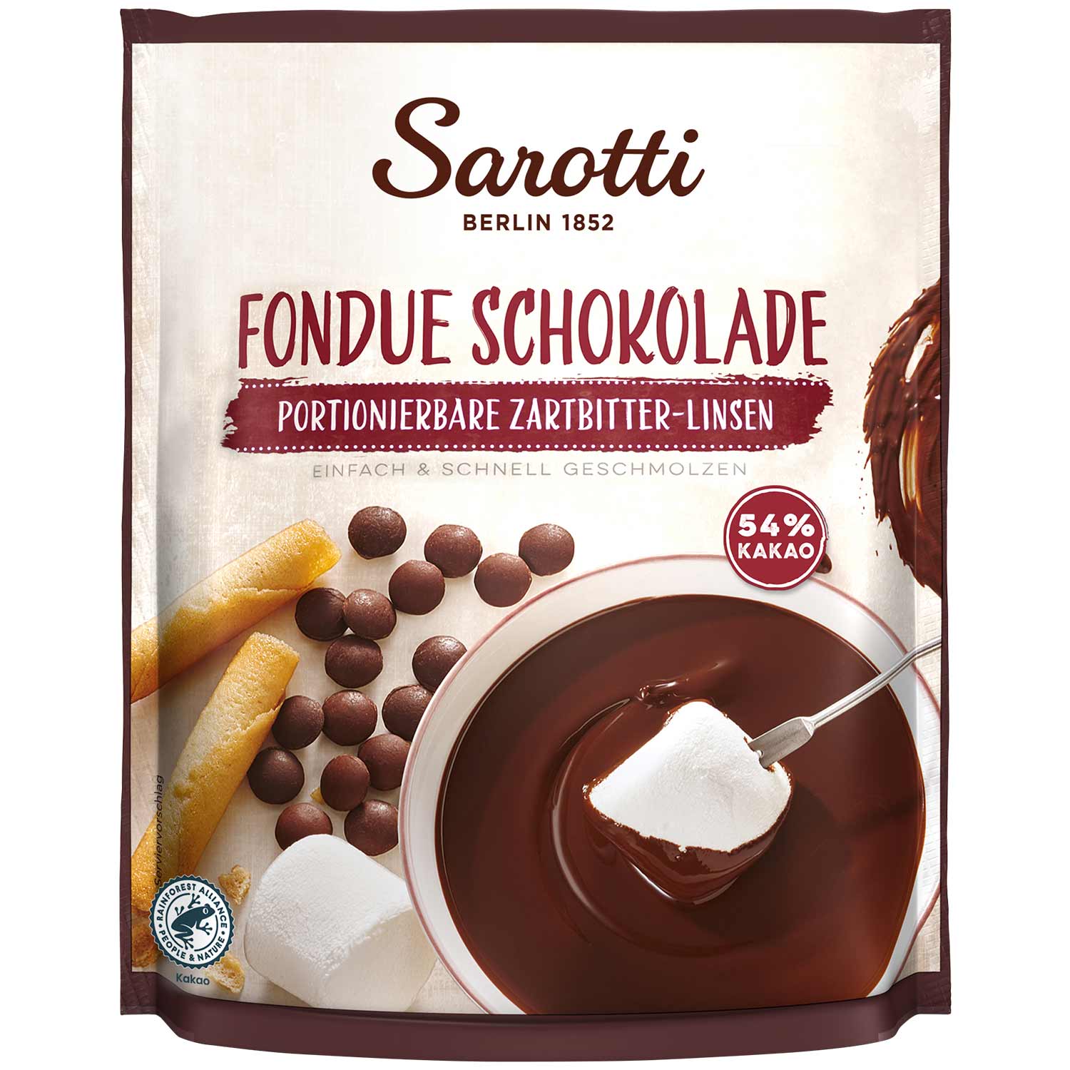 Sarotti Fondue Schokolade Zartbitter-Linsen 54% Kakao 200g