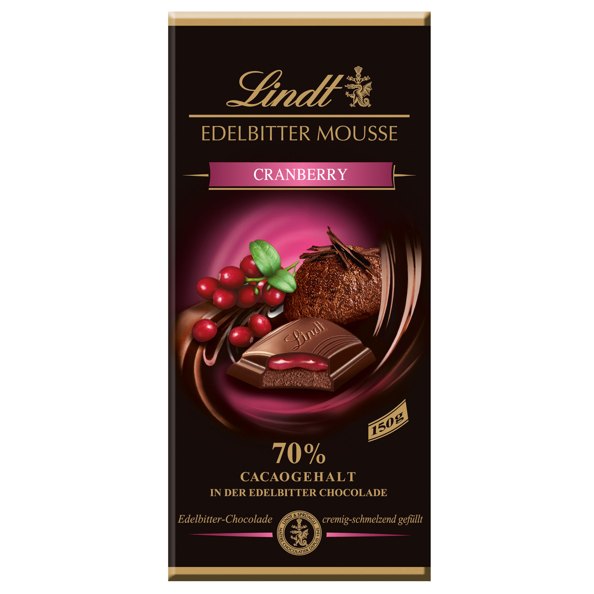 Lindt Edelbitter Mousse Cranberry Tafel 150g