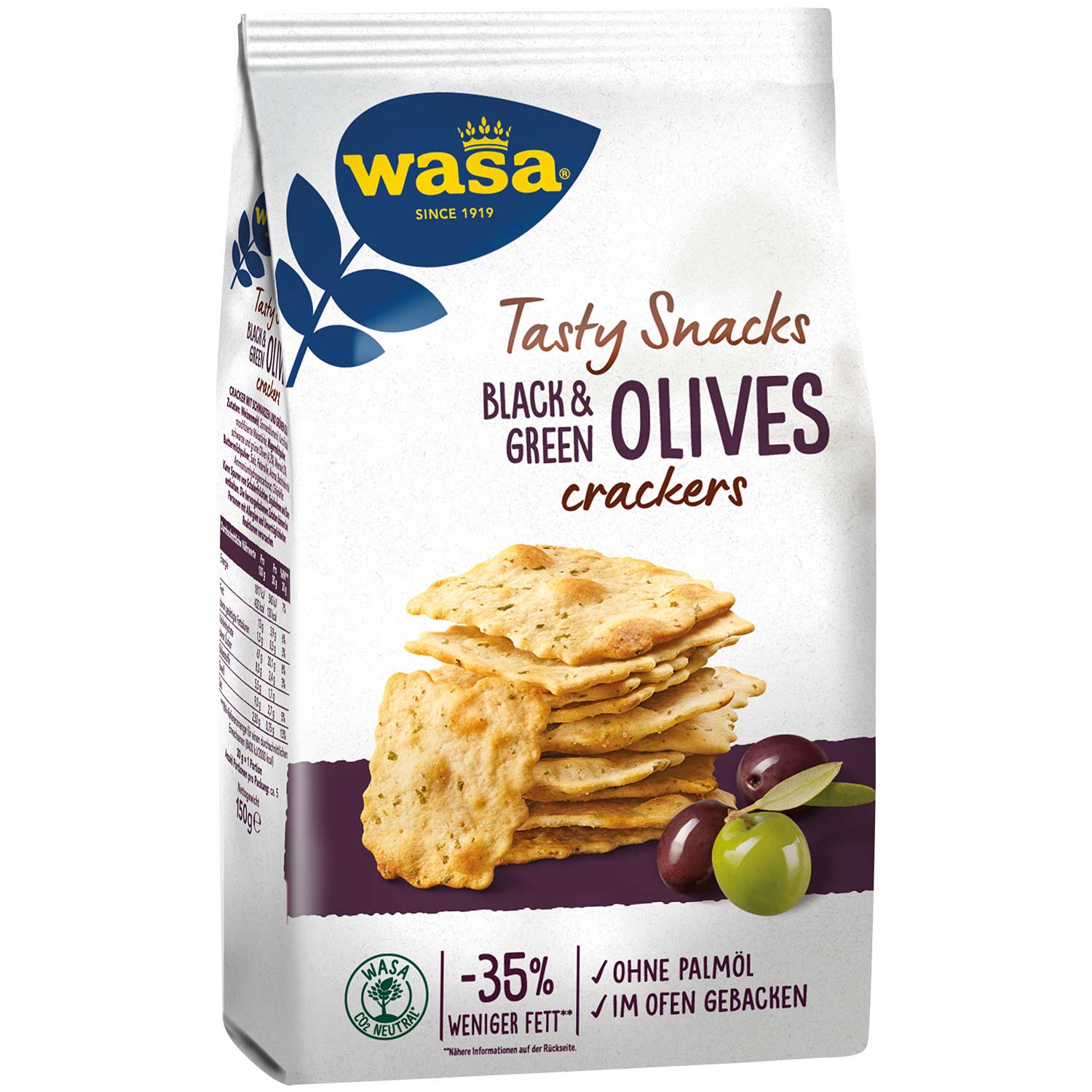 Wasa Tasty Snacks Black & Green Olives Crackers 150g